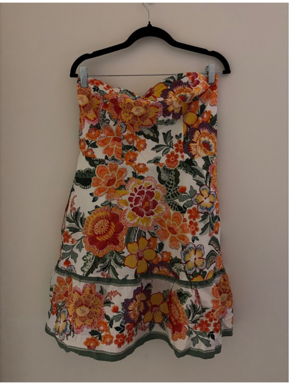 Women's Joie Floral Strapless Dress Size 10 White Orange